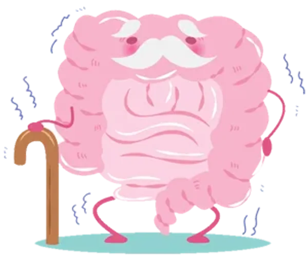 Illustration of an unhappy gut