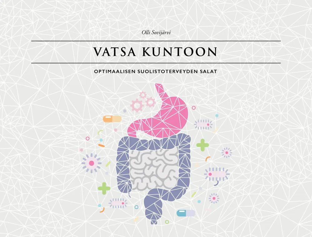 Vatsa kuntoon -e-kirjan kansi, kirjoittanut lääkäri Olli Sovijärvi
